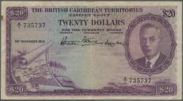 British Caribbean Territories: 20 Dollars 1950 P. 5, Rare Denomination Of This Series, Vertical And Horizontal Folds, No - Autres - Amérique