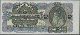 Brazil / Brasilien: 2 Mil Reis ND(1900) P. 11s Specimen, 2 Cancellation Holes, Specimen Overprint, Zero Serial Numbers, - Brazil