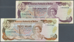 Belize: Set Of 2 Notes Containing 10 Dollars 1980 P. 40 (F+) And 20 Dollars 1980 P. 41 (VF-), Nice Set. (2 Pcs) - Belize