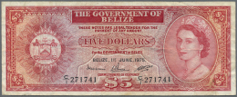 Belize: 5 Dollars 1975 P. 35a, Used With Folds And Creases, 2 Pinholes At Right, Still Strongness In Paper And Nice Colo - Belize