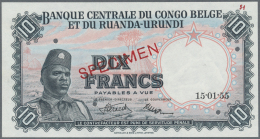 Belgian Congo / Belgisch Kongo: 10 Francs 1955 SPECIMEN, P.30as In Perfect UNC Condition - Non Classés