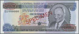 Barbados: 100 Dollars ND (1973) Specimen P. 35s With Red "Specimen" Overprint In Center On Front And Back, Specimen Numb - Barbados