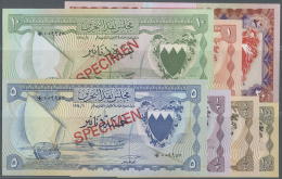 Bahrain: Set Of 7 Specimen Banknotes From The Official Collectors Series Of Bahrain Containing 100, 1/2, 1/4, 1, 5 And 1 - Bahrein