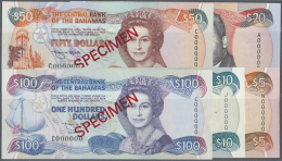 Bahamas: Set Of 5 SPECIMEN Banknotes Containing 5, 10, 20, 50 And 100 Dollars ND(1992-95) Specimen P. 52s-56s, All With - Bahamas