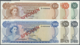 Bahamas: Set Of 6 SPECIMEN Banknotes Containing 1, 5, 10, 20, 50 And 100 Dollars ND(1974) SPEICMEN, P. 35s-41s, All In C - Bahamas