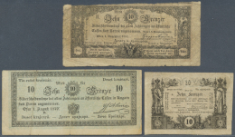 Austria / Österreich: Set Of 3 Kreuzer Issues Containing 10 Kreuzer 1849 And 2x 1860, All Used With Folds, One Of T - Autriche