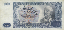 Austria / Österreich: 1000 Schilling 1954 P. 135, Used With Vertical And Horizontal Folds, Dints In Paper But No Ho - Austria