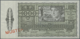 Austria / Österreich: 1000 Schilling 1947 Specimen P. 125s, Perforated And Overprinted "MUSTER", Unfolded, 2 Pinhol - Autriche