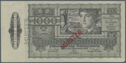 Austria / Österreich: 1000 Schilling 1947 Specimen P. 125s. This Banknote Has No Stong Folds But Shows Slight Handl - Austria