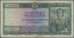 Austria / Österreich: 100 Schilling 1947, P.124, Seldom Offered Note With Several Folds, Slightly Stained Paper And - Autriche