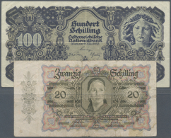 Austria / Österreich: Set Of 2 Notes Containing 100 Schilling 1945 P. 118 (F+) And 20 Schilling 1946 P. 123 (F-), N - Austria
