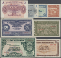 Austria / Österreich: Small Lot With 44 Banknotes Austria Alliierte Militärbehörde 1944, Containing 8 X 5 - Austria