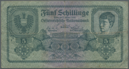 Austria / Österreich: 5 Schillinge 1925 P. 88, Used With Very Strong Folds In Paper, Several Small Holes, No Repair - Austria