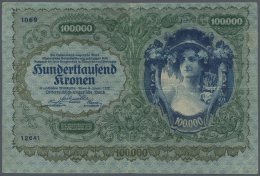 Austria / Österreich: 100.000 Kronen 1922 P. 81, Used With Strong Vertical And Horizontal Fold, Center Hole, Minor - Austria
