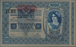 Austria / Österreich: Set Of 2 Notes 1000 Kronen 1902 (1919) With Additional Stamp "ECHT" (genuine) - "Oesterreichi - Autriche