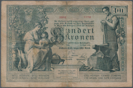 Austria / Österreich: 100 Kronen 1902 P. 7, Rare Note, Used With Stronger Center And Horizontal Fold, Creases, No H - Austria