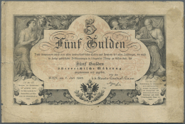 Austria / Österreich: 5 Gulden 1866 P. A151b, Used With Folds, Creases, Stained Paper, Border Tears And Probably Pr - Autriche