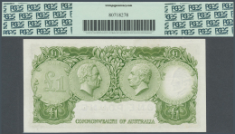 Australia / Australien: Set Of 2 CONSECUTIVE Notes 1 Pound ND(1961) P. 34a, Serial #560783 & #560784, Both PCGS Grad - Autres & Non Classés