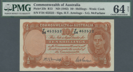 Australia / Australien: 10 Shillings ND(1942) P. 25b, Condition: PMG64 Choice UNC NET (previously Mounted). - Other & Unclassified