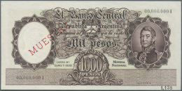 Argentina / Argentinien: 1000 Pesos 1935 Specimen P. 273s With Muestra Overperint And Perforation, Zero Serial Numbers, - Argentine