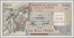 Algeria / Algerien: 50 Nouveaux Francs Overprint On 5000 Francs With Perforation "SPECIMEN" At Right Border And Specimen - Algérie