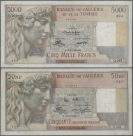 Algeria / Algerien: Pair Of The 5000 Francs 1949 And 50 Nouveaux Francs 1959, P.109, 120, Both In Used Condition With So - Algeria
