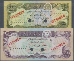 Afghanistan: Set Of 2 SPECIMEN Banknotes Containing 10 And 20 Afghanis ND P. 53As, 55s, Both In Condition: UNC. (2 Pcs) - Afghanistan