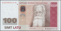 Latvia /Lettland: 100 Latu 2008 REPLACEMENT "AZ" P. 57r, Sign. Rimsevics, In Crisp Original Condition: UNC. - Lettonie