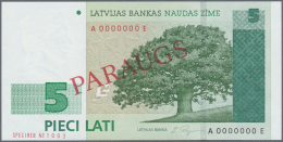 Latvia /Lettland: 5 Lati 1996 SPECIMEN P. 49as, Series AE, Zero Serial Numbers, Sign. Repse In Condition: UNC. - Latvia