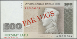 Latvia /Lettland: 500 Lati 1992 SPECIMEN P. 48s, Series A, Zero Serial Numbers, Sign. Repse In Condition: UNC. - Lettonie