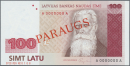 Latvia /Lettland: 100 Lati 1992 SPECIMEN P. 47s, Series A, Zero Serial Numbers, Sign. Repse In Condition: UNC. - Latvia