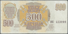 Latvia /Lettland: 500 Rublu 1992 P. 42, Series BE, Error W/o Watermark In Paper, Circulated Note With Folds And Creases - Lettonie