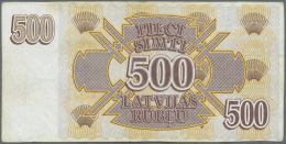 Latvia /Lettland: 500 Rublu 1992 P. 41, W/o Serial Number Error, Sign. Repse, Issued Note, Used With Folds And Light Sta - Lettonie