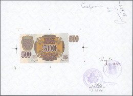 Latvia /Lettland: Rare Proof Print Of 500 Rublis 1992 P. 42p On Large Printers Sheet With Watermark In Paper, With 3 Sig - Lettonie