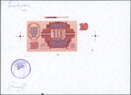 Latvia /Lettland: Rare Set Of Front And Back Proof Print (seperately Printed) Of 10 Rublis 1992 P. 38p On Large Printers - Latvia