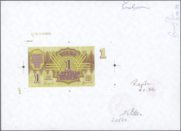 Latvia /Lettland: Rare Proof Print Of 1 Rublis 1992 P. 35p On Large Printers Sheet With Watermark In Paper, With 3 Signa - Latvia