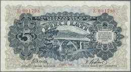 Latvia /Lettland: 5 Lati 1940 P. 34c, Latvian Govenment Exchange Note, Series E, Sign. Tabaks, Very Light Center Fold, C - Lettonie