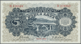 Latvia /Lettland: 5 Lati 1940 P. 34b, Latvian Govenment Exchange Note, Series D, Sign. Tabaks, In Crisp Original Conditi - Latvia