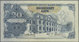 Latvia /Lettland: Rare 20 Latu 1940 SPECIMEN P. 33s, W/o Serial, Sign. Karlsons, Perforated PARAUGS, Light Corner Fold A - Latvia