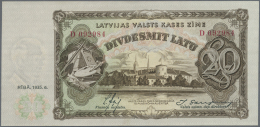 Latvia /Lettland: 20 Latu 1935 P. 30a, Series D, Sign Ekis, In Crisp Original Condition: UNC. - Latvia