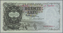 Latvia /Lettland: 10 Latu 1939 SPECIMEN P. 29ds, Series CE, Sign. Valdmanis, Perforated PARAUGS, Zero Serial Numbers, In - Lettonia