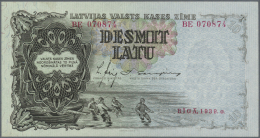 Latvia /Lettland: Set 2 Notes 10 Latu 1939 P. 29c, Series BE, Sign. Ekis, Consecutive Serial Numbers, In Crisp Original - Lettonie