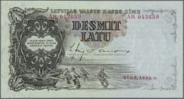 Latvia /Lettland: 10 Latu 1938 P. 29b, Series AR, Sign. Ekis, In Crisp Original Condition: UNC. - Lettonia
