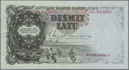 Latvia /Lettland: 10 Latu 1938 P. 29b, Series AR, Sign. Ekis, In Crisp Original Condition: UNC. - Latvia