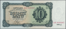 Latvia /Lettland: 10 Latu 1934 P. 25f, Issued Note, Series AE, Sign. Ekis, One Light And Hard To See Dint At Lower Cente - Lettonia