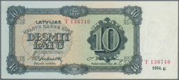 Latvia /Lettland: 10 Latu 1934 P. 25d, Issued Note, Series T, Sign. Rimbenieks, Light Corner Bends At Lower Right Corner - Lettonie