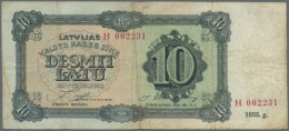 Latvia /Lettland: 10 Latu 1933 P. 25b, Issued Note, Series H, Sign. Annuss, Used With Several Folds And Creases, Stained - Lettonia