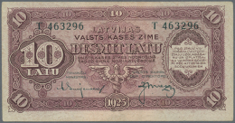 Latvia /Lettland: 10 Latu 1925 P. 24e, Issued Note, Series T, Sign. Skujenieks, Lightly Rounded Corner At Upper Right Co - Lettonia