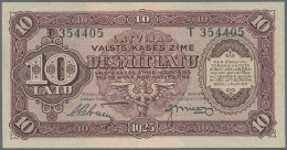 Latvia /Lettland: 10 Latu 1925 P. 24d, Issued Note, Series T, Sign. Petrevics, Light Center Fold,  Otherwise Crisp Condi - Lettonie