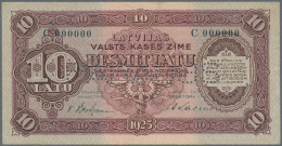 Latvia /Lettland: 10 Latu 1925 SPECIMEN P. 24bs, Uniface Front Proof Specimen, Series C, Zero Serial Numbers, Sign. Bast - Lettonia